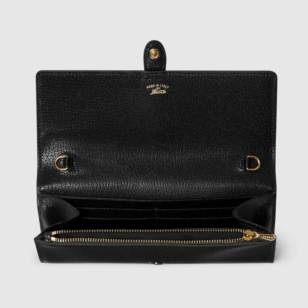 Gucci Jackie 1961 Leather Chain Wallet – Black