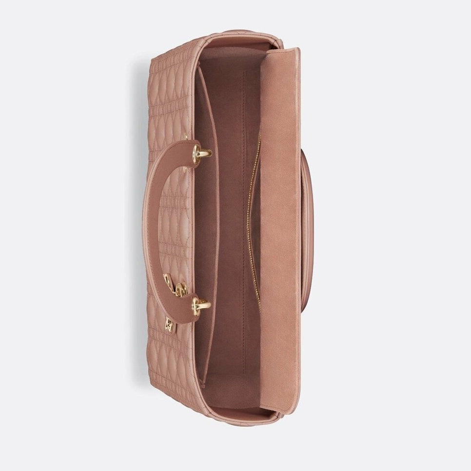 Dior Large Lady Dior Cannage Lambskin Bag - Pink Blush
