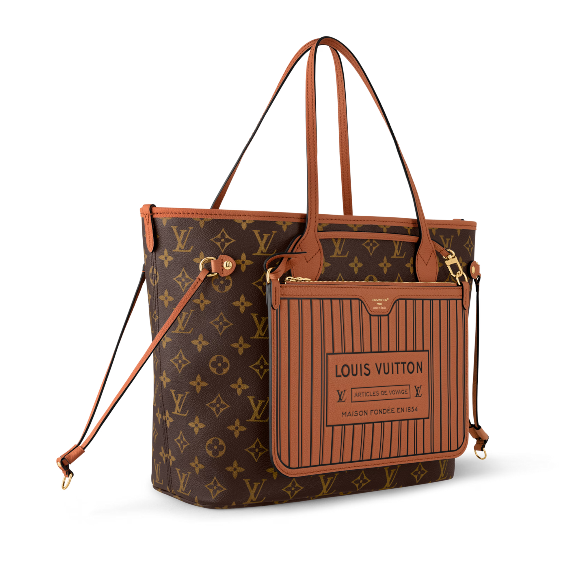 Louis Vuitton Mongram Canvas Neverfull Inside Out MM Shoulder Bag – Tan