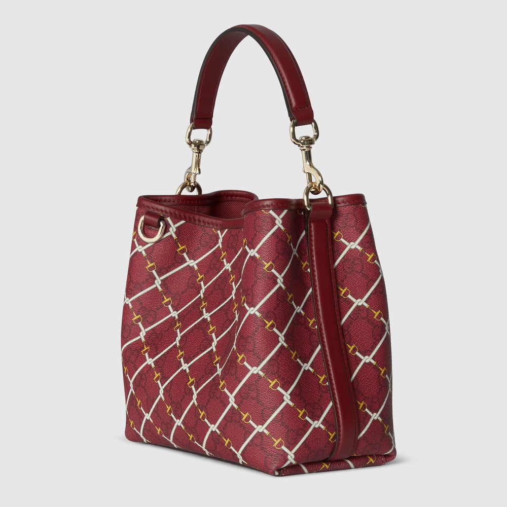 Gucci Emblem Small Bucket Bag – Red