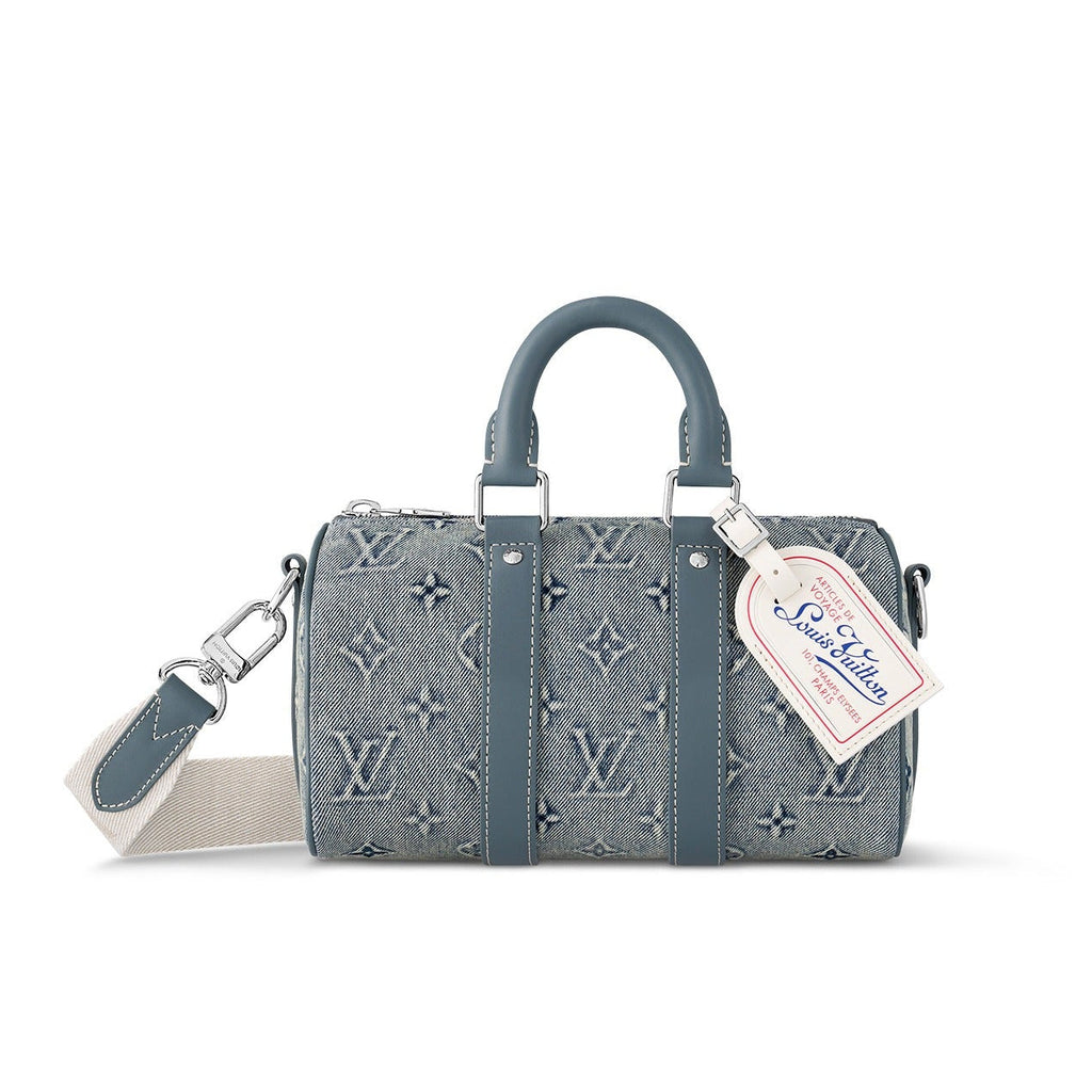Louis Vuitton Monogram Washed Denim Canvas Keepall Bandouliere 25 Duffle Bag
