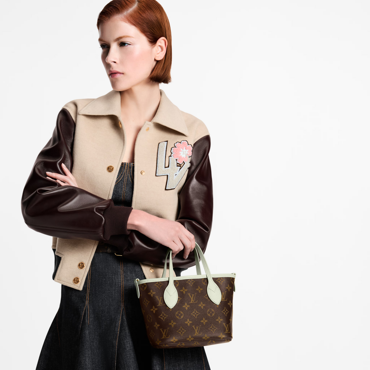 Louis Vuitton Monogram Celadon Neverfull Bandoulière Inside Out BB Handbag – Beige