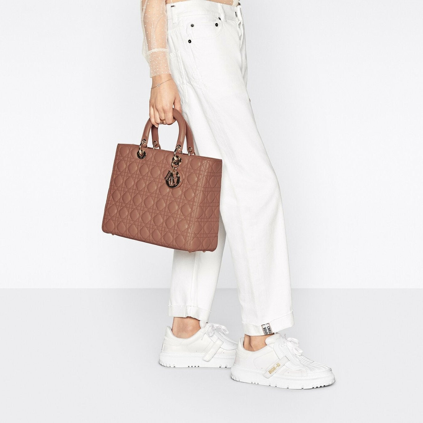 Dior Large Lady Dior Cannage Lambskin Bag - Pink Blush