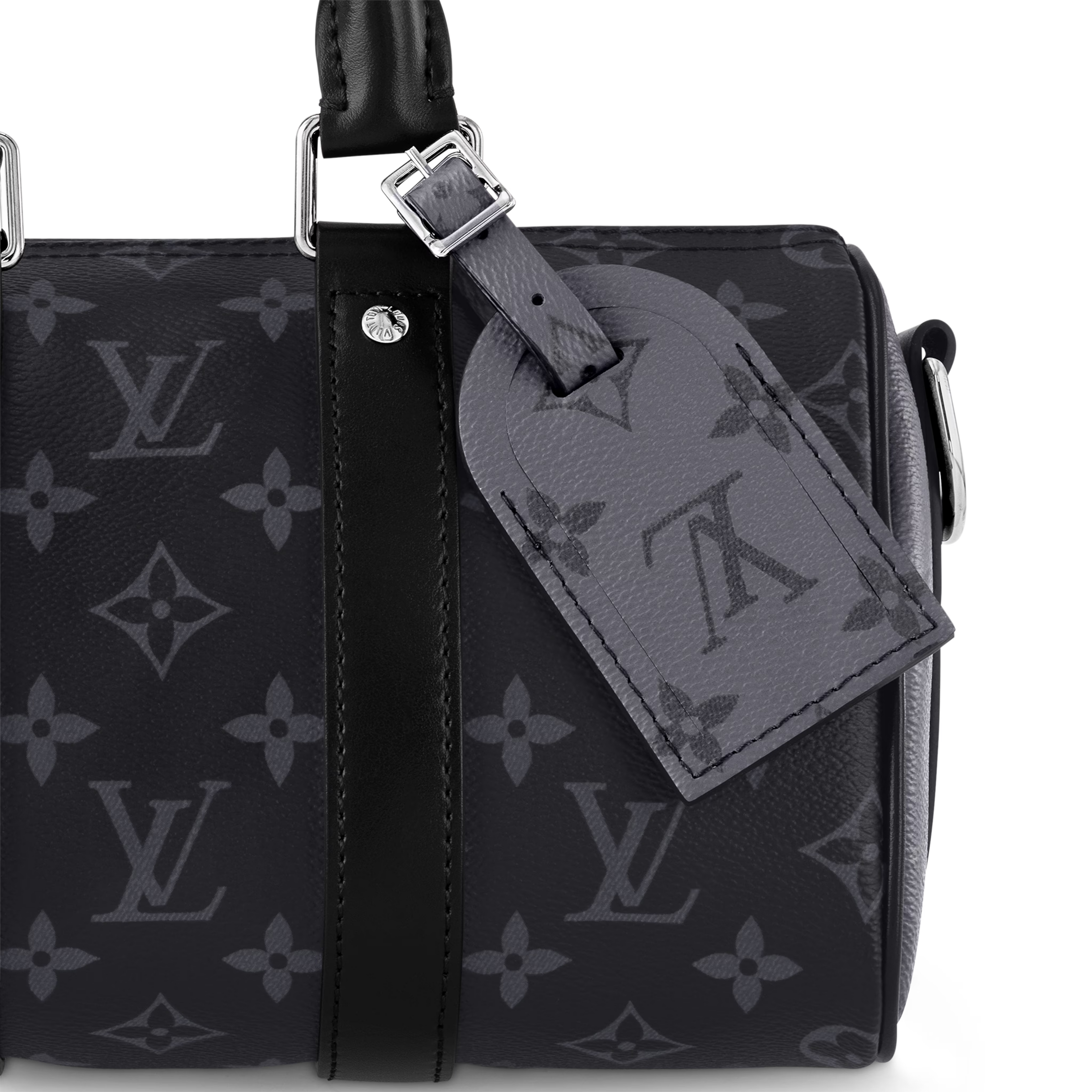 Louis Vuitton Monogram Eclipse Keepall Bandoulière 25 Duffle Bag – Grey