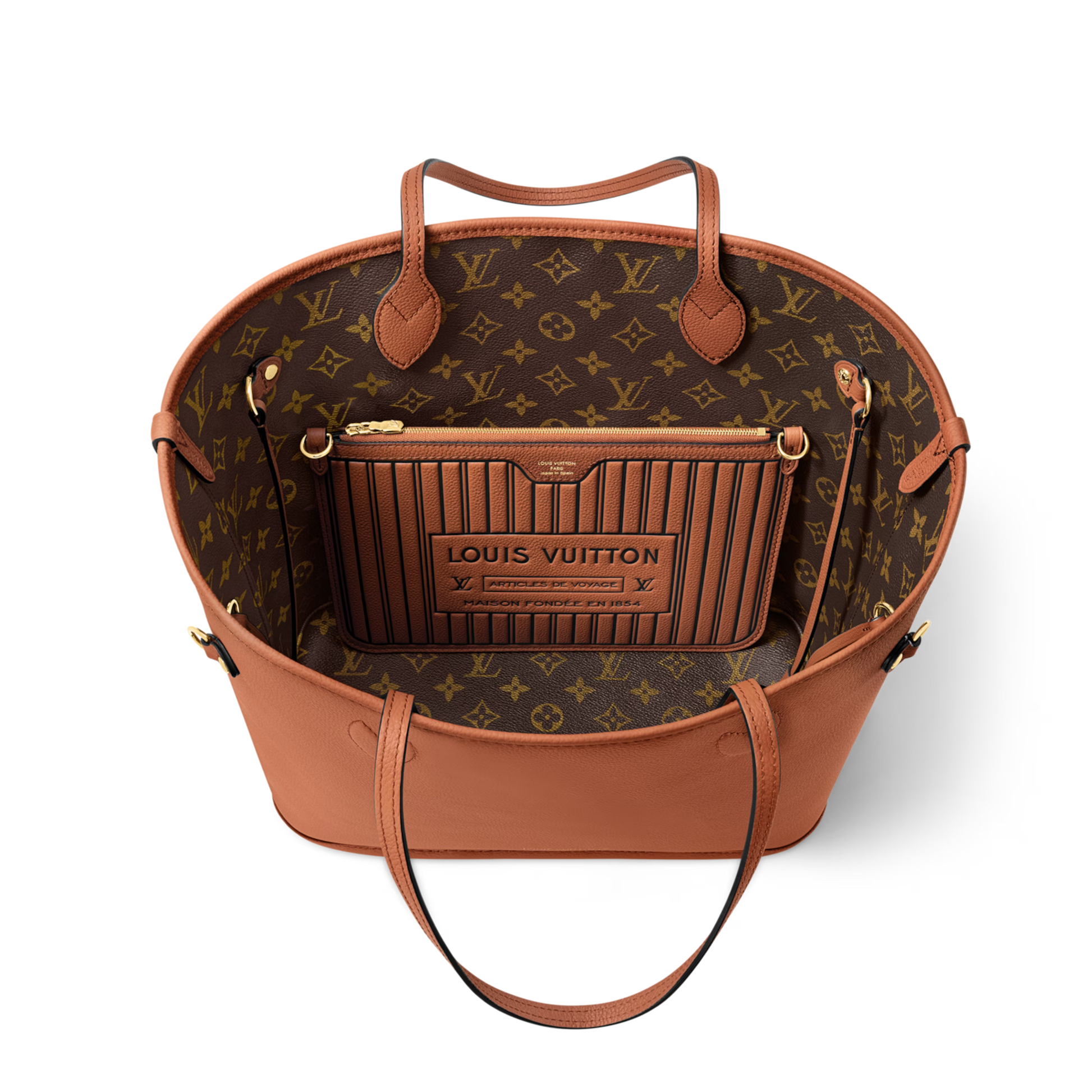 Louis Vuitton Mongram Canvas Neverfull Inside Out MM Shoulder Bag – Tan