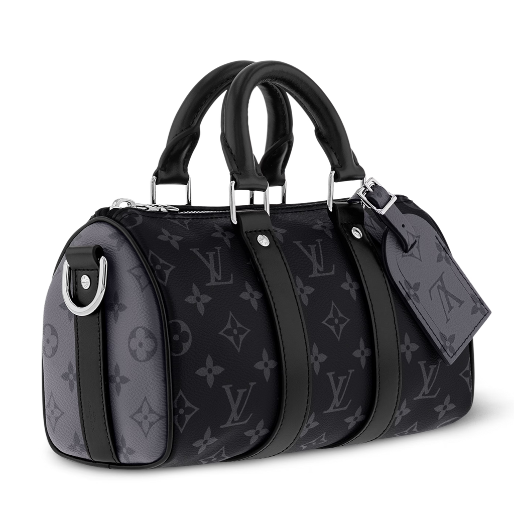 Louis Vuitton Monogram Eclipse Keepall Bandoulière 25 Duffle Bag – Grey