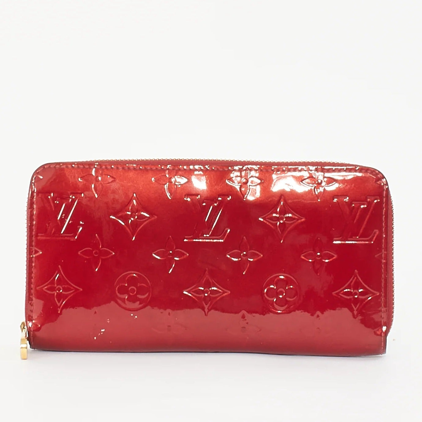 Louis Vuitton Zippy Vernis Leather Wallet - Red
