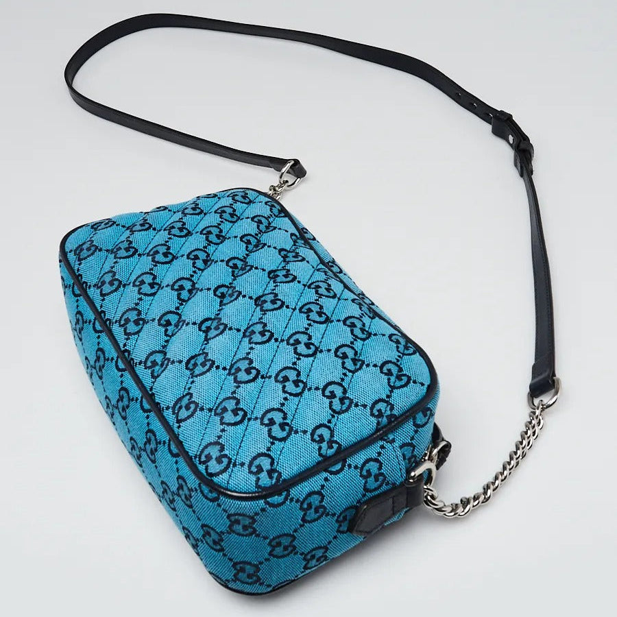 Gucci GG Canvas Marmont Matelasse Crossbody Shoulder Bag – Blue