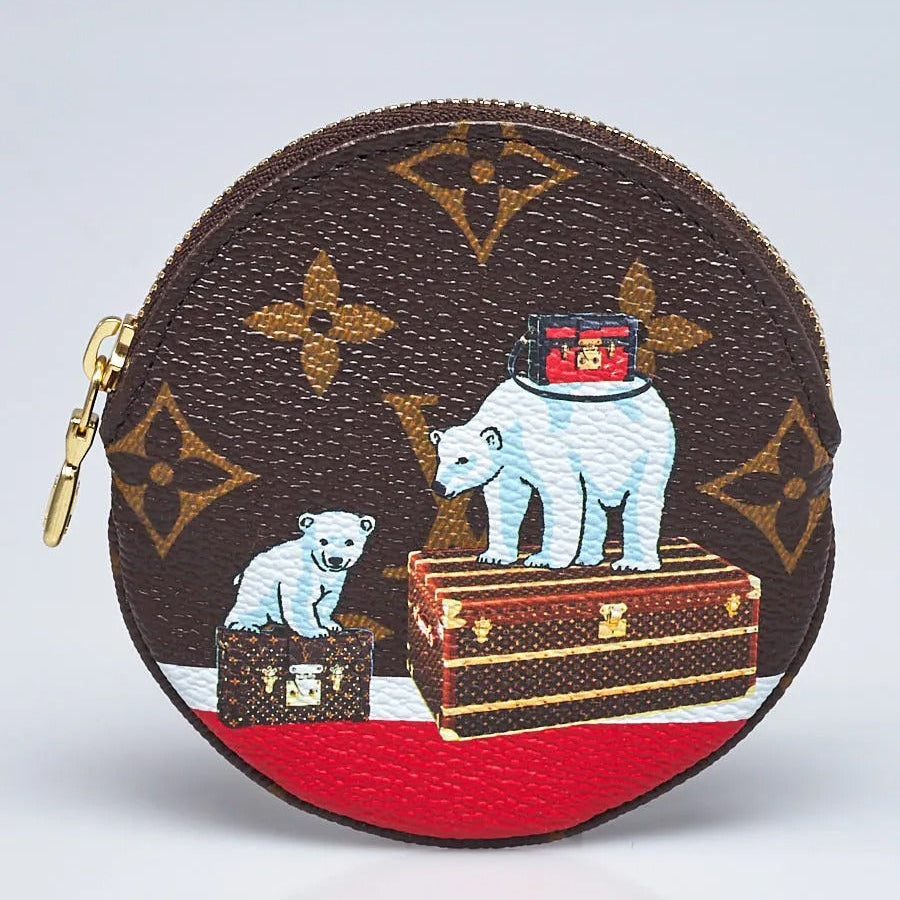 Louis Vuitton Limited Edition Monogram Christmas Round Coin Purse - Brown