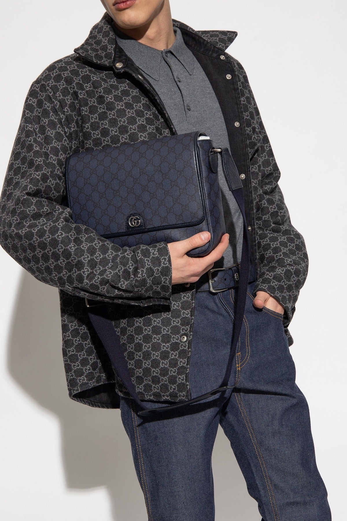 Gucci Supreme Canvas Ophidia Medium Messenger Bag – Blue
