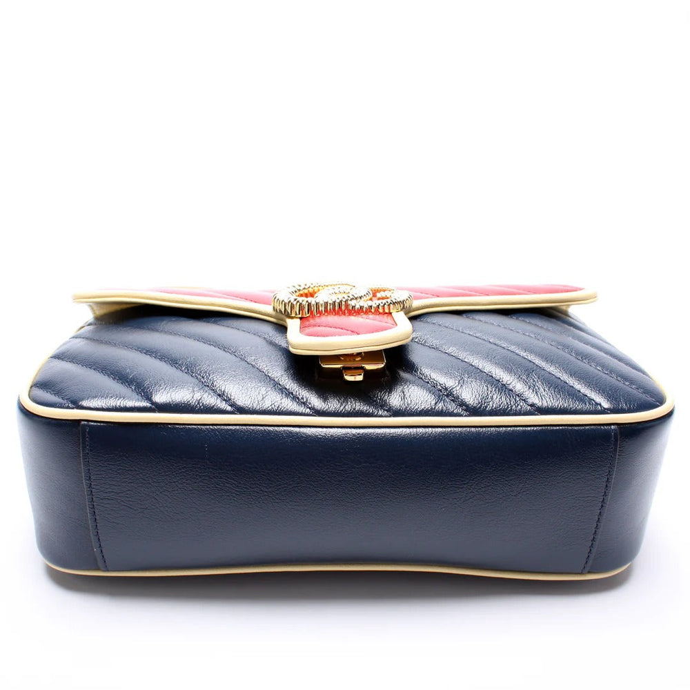 Gucci GG Marmont Medium Leather Bag - Blue