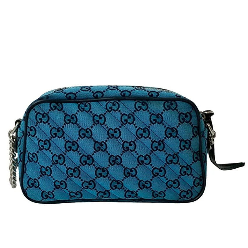 Gucci GG Canvas Marmont Matelasse Crossbody Shoulder Bag – Blue