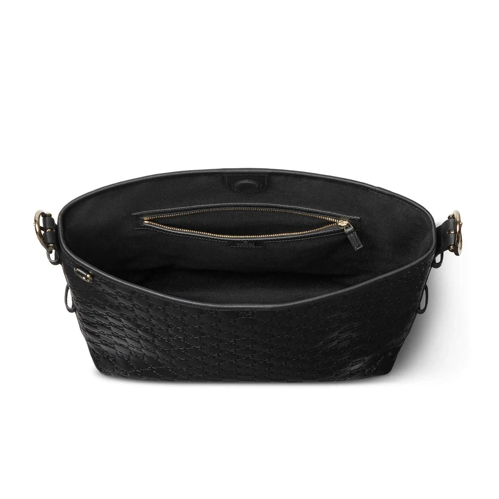Gucci GG Emblem Medium Leather Tote Bag – Black