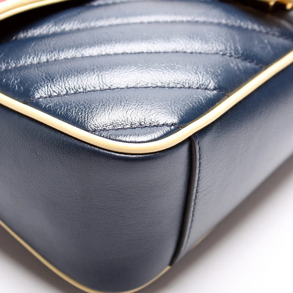 Gucci GG Marmont Medium Leather Bag - Blue