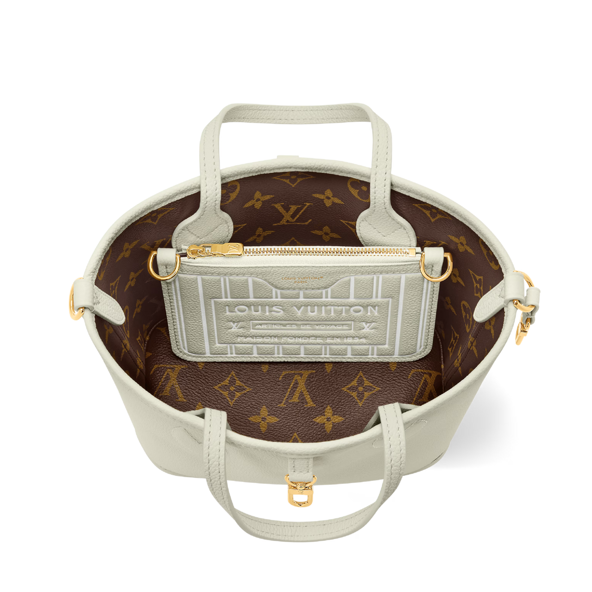Louis Vuitton Monogram Celadon Neverfull Bandoulière Inside Out BB Handbag – Beige