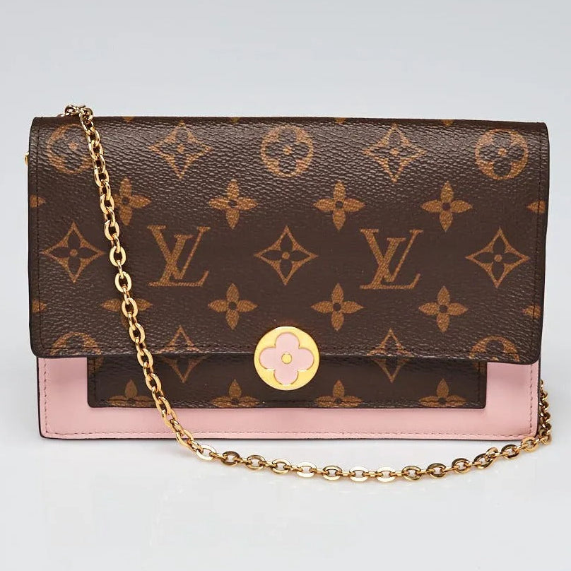 Louis Vuitton Monogram Canvas Flore Chain Wallet Bag - Rose Ballerine