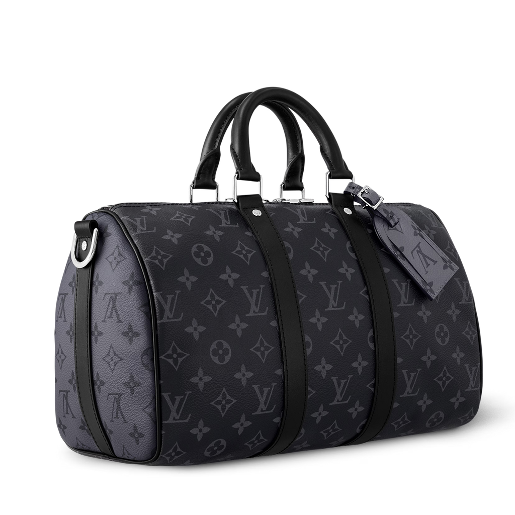 Louis Vuitton Monogram Eclipse Keepall Bandoulière 35 Duffle Bag – Black