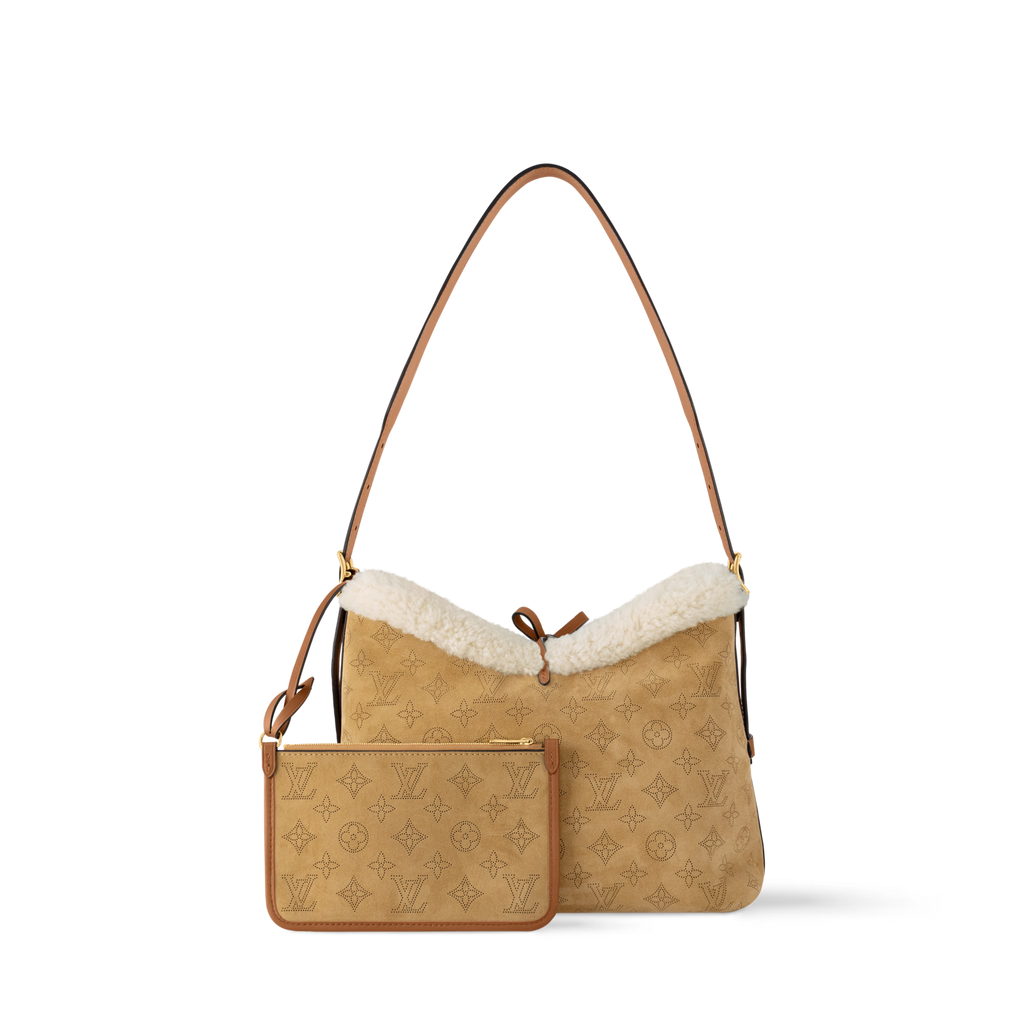 Louis Vuitton Mahina Suede Leather CarryAll PM Shoulder Bag – Beige