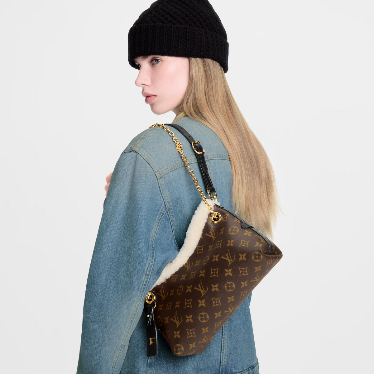 Louis Vuitton LV Ski Monogram Shearling CarryAll BB Handbag – Brown