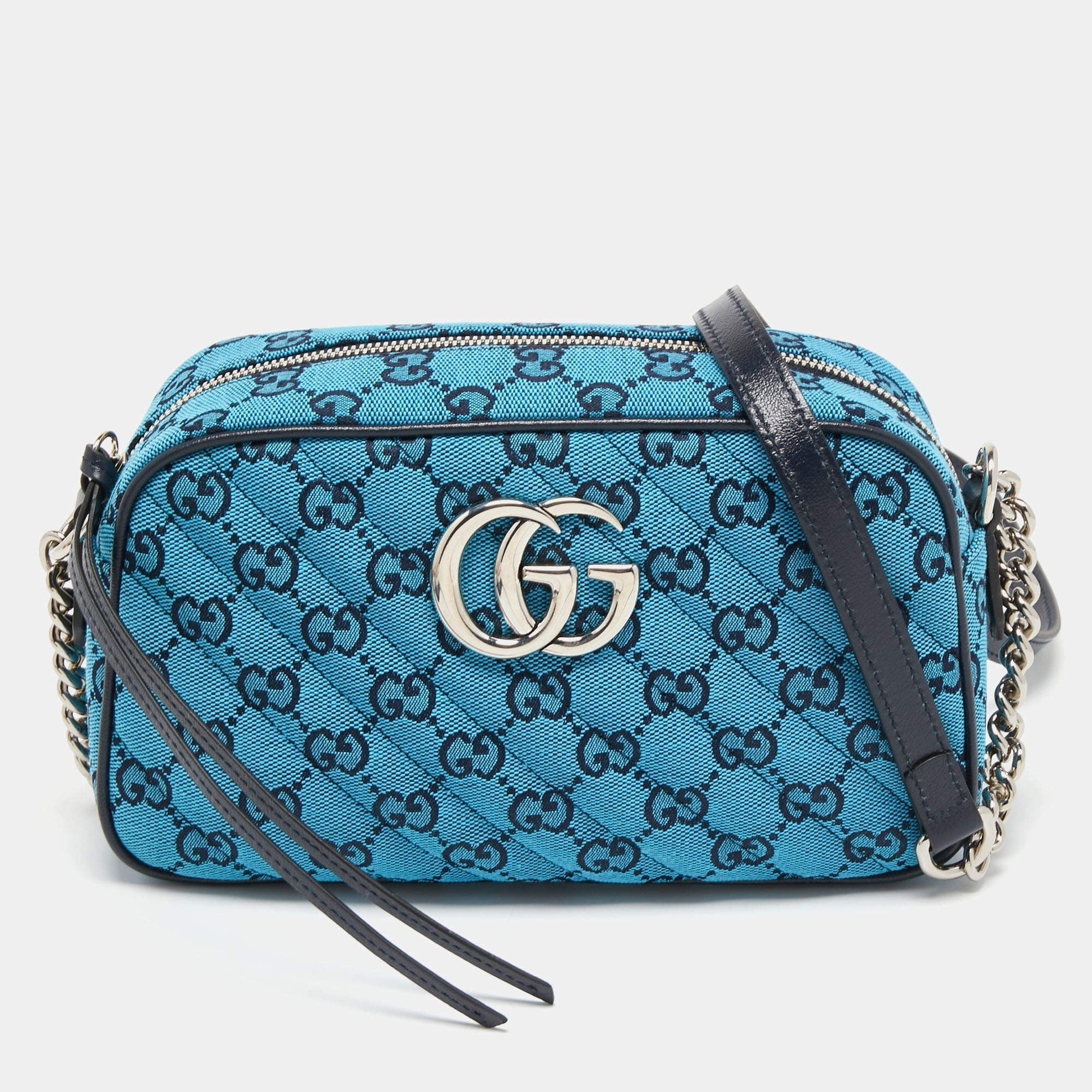 Gucci GG Canvas Marmont Matelasse Crossbody Shoulder Bag – Blue