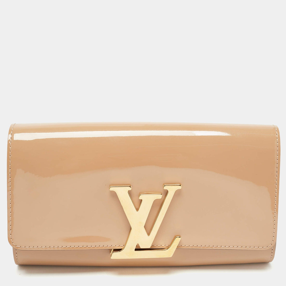 Louis Vuitton Patent Leather Louise Clutch - Beige