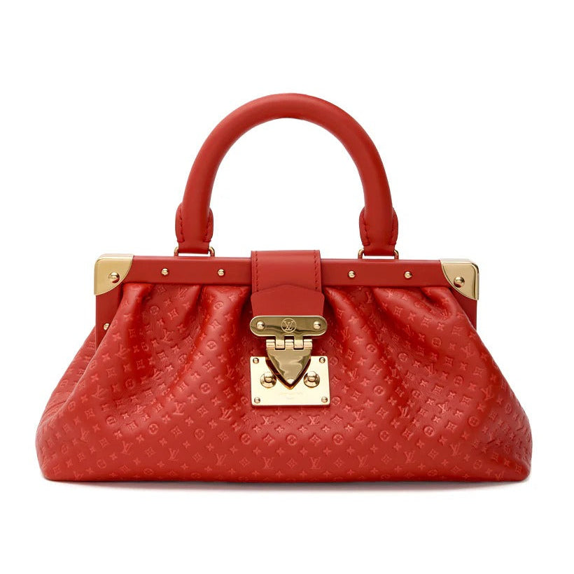 Louis Vuitton Calfskin Leather Mono Clutch Bag – Red