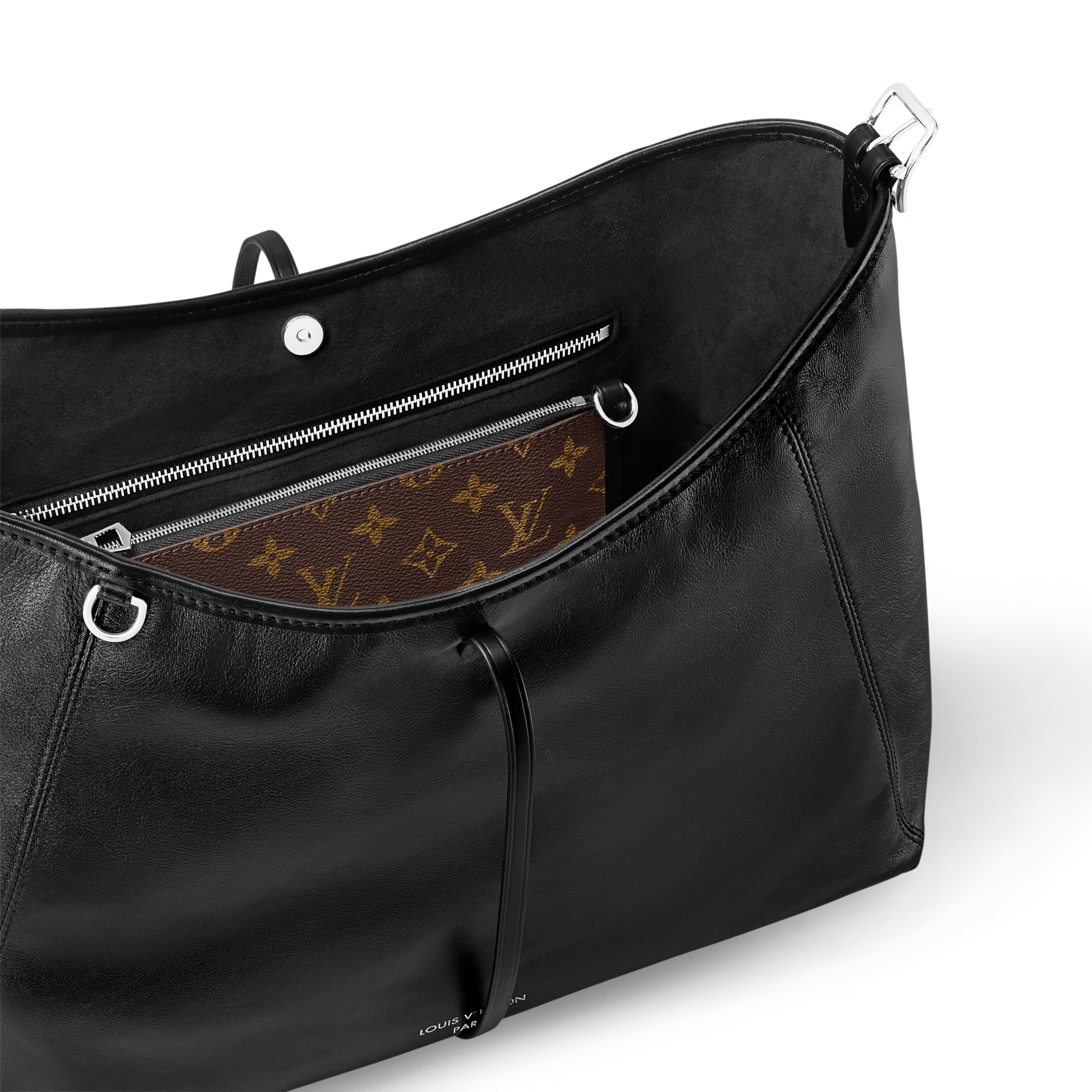 Louis Vuitton Lambskin CarryAll Vibe MM Handbag – Black