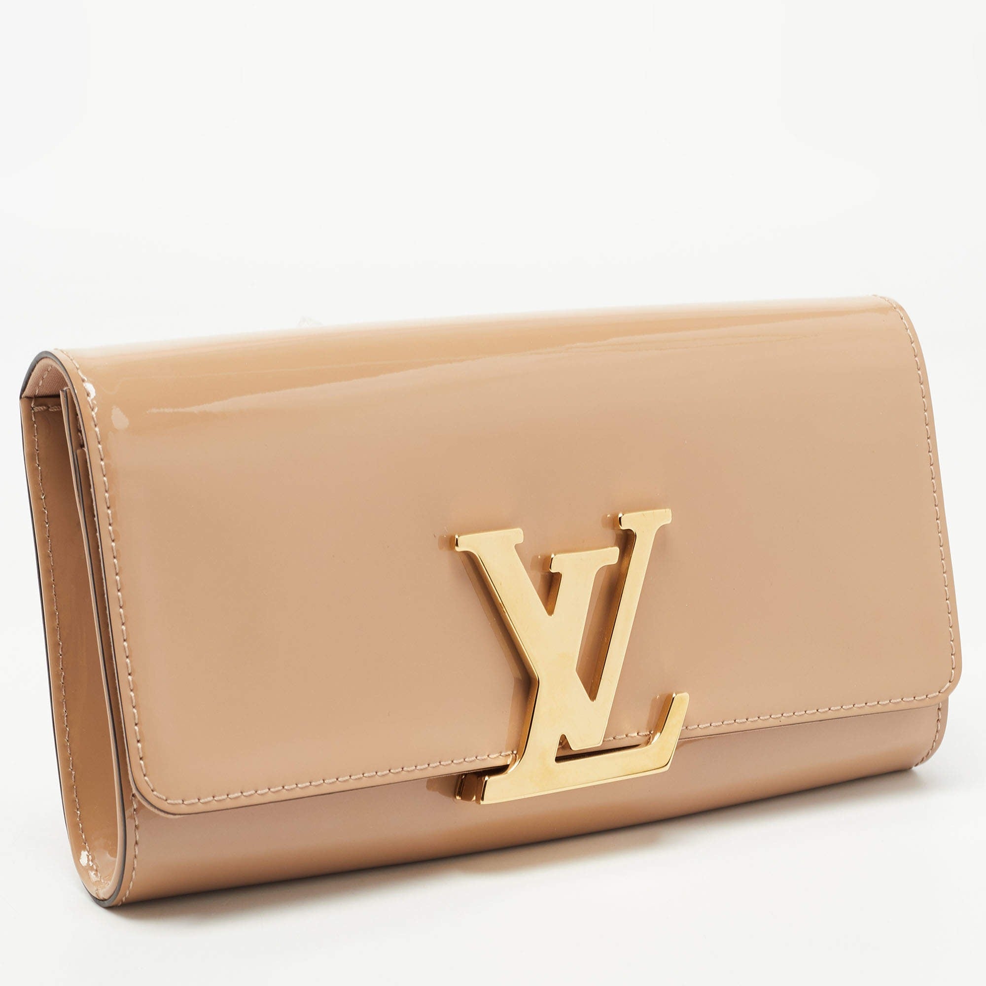 Louis Vuitton Patent Leather Louise Clutch - Beige