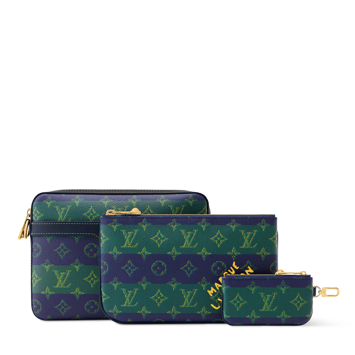 Louis Vuitton Monogram Heritage Canvas Trio Messenger Bag – Blue Stripes