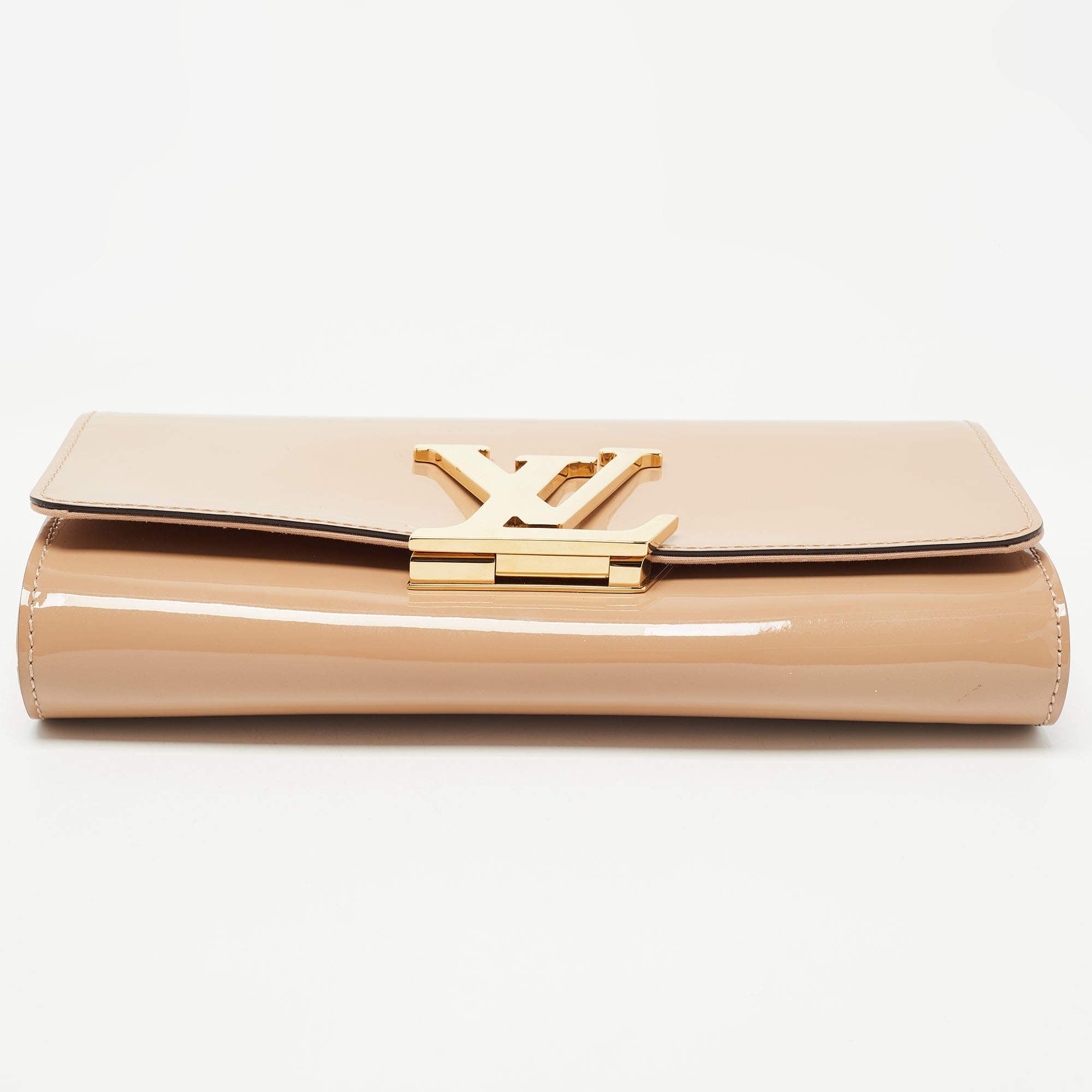 Louis Vuitton Patent Leather Louise Clutch - Beige