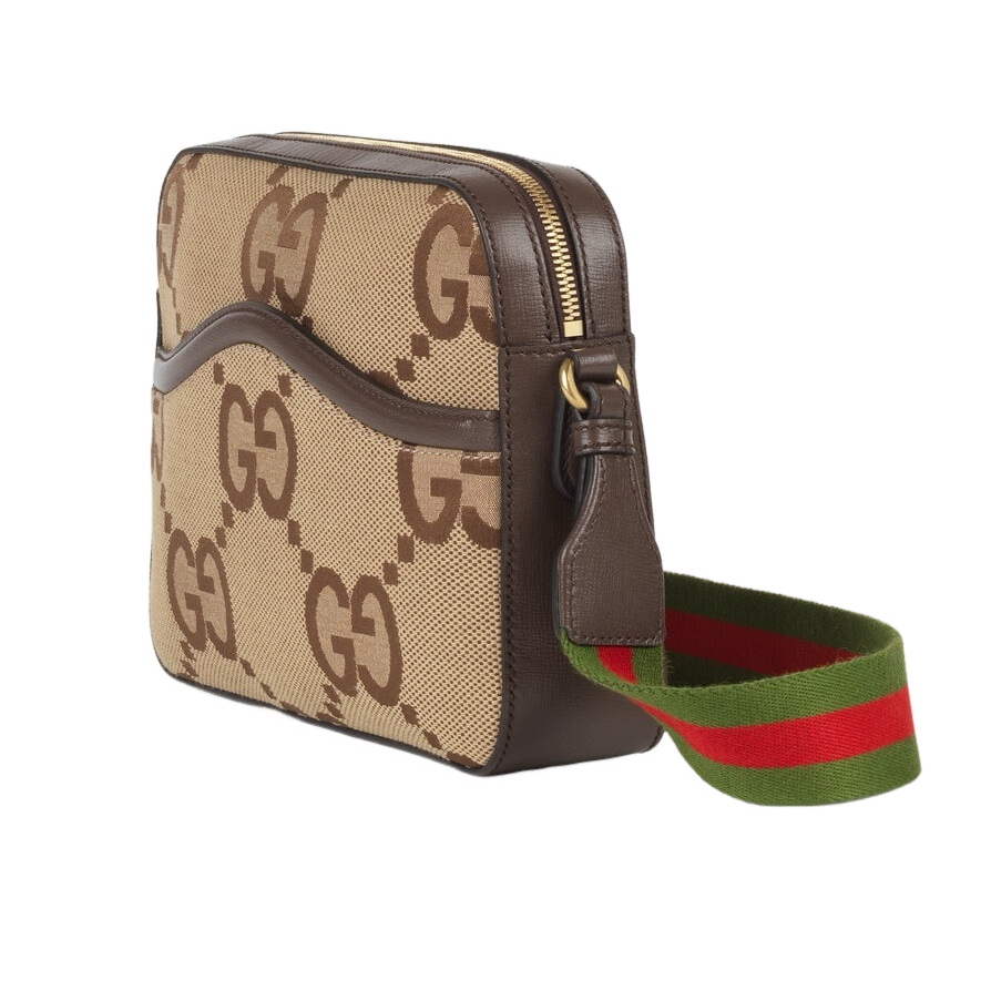 Gucci Jumbo GG Monogram Messenger Crossbody Bag – Beige