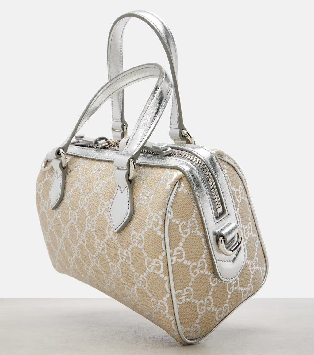 Gucci GG Emblem Small Top Handle Bag - Beige