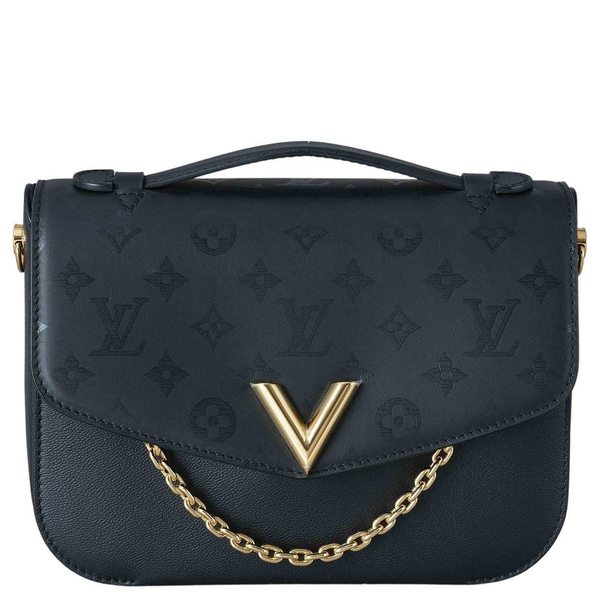 Louis Vuitton Calfskin Monogram Very Messenger Handbag - Black