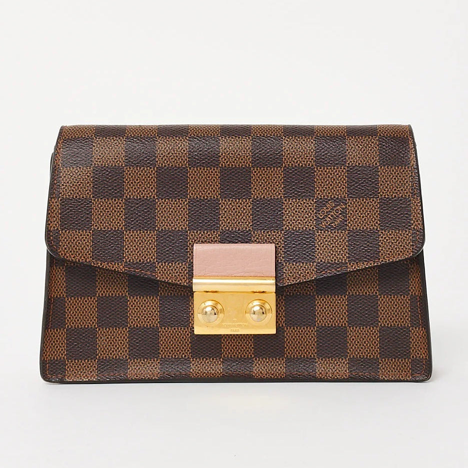 Louis Vuitton Damier Ebene Croisette Chain Crossbody Bag - Brown