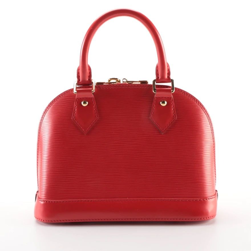 Louis Vuitton Alma Epi Leather Floral BB Handbag - Red