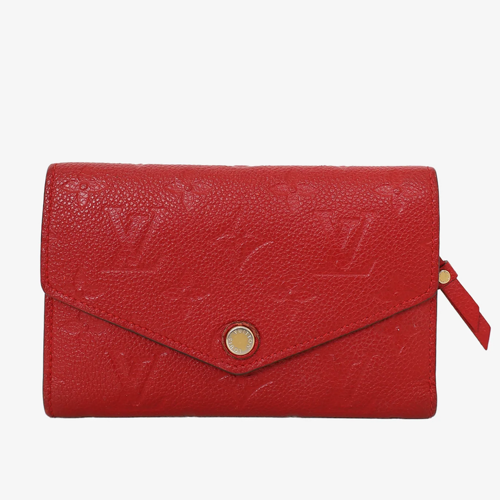 Louis Vuitton Monogram Empreinte Leather Compact Curieuse Wallet - Red