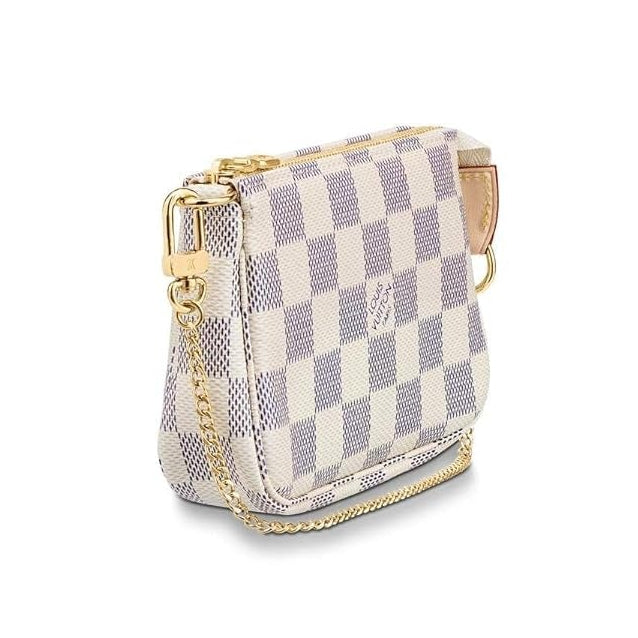 Louis Vuitton Damier Azur Mini Pochette Accessoires Chain Bag – White