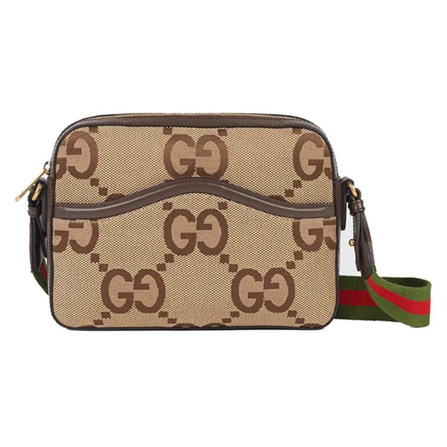 Gucci Jumbo GG Monogram Messenger Crossbody Bag – Beige