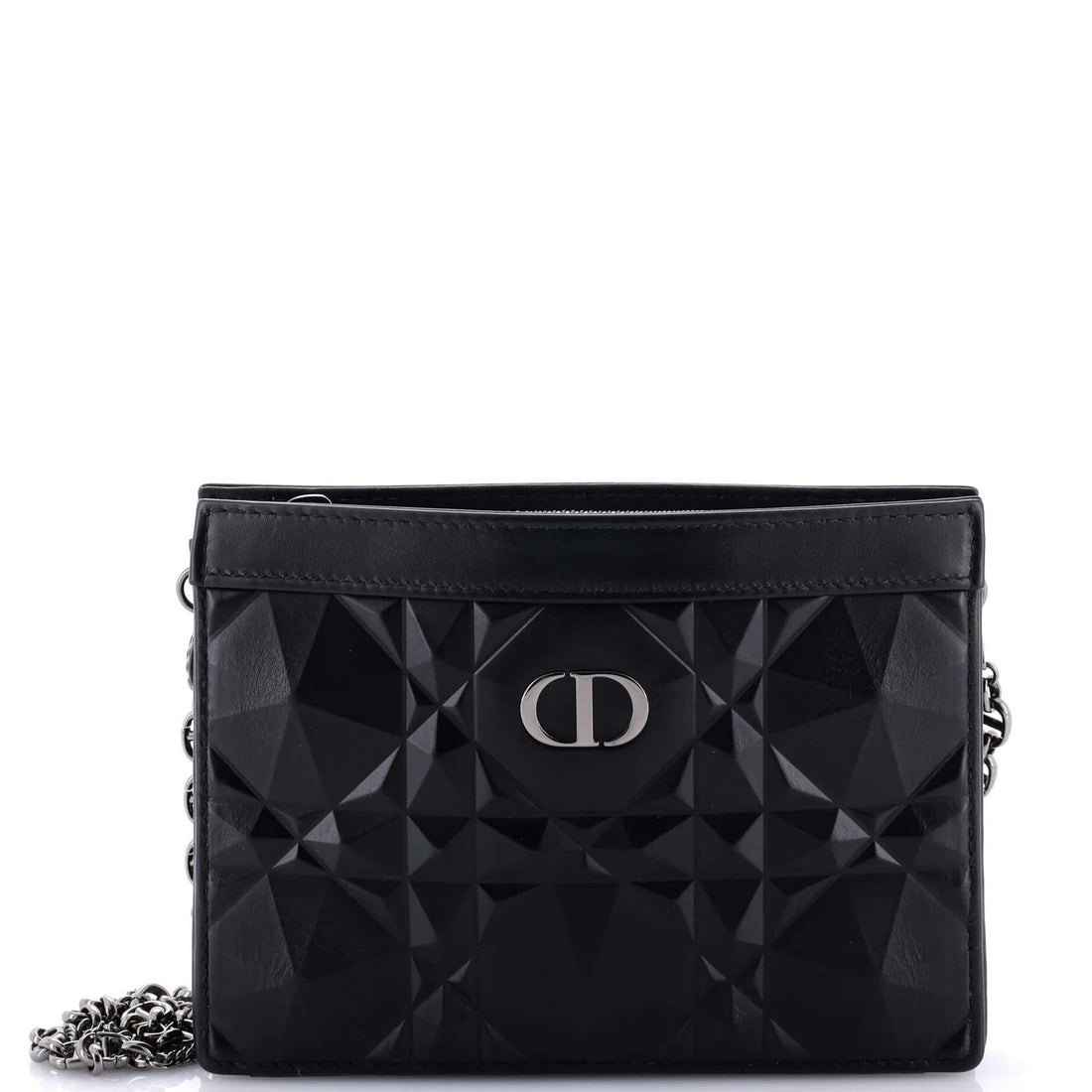 Dior Caro Macrocannage Diamond Quilted Leather Shoulder Bag - Black