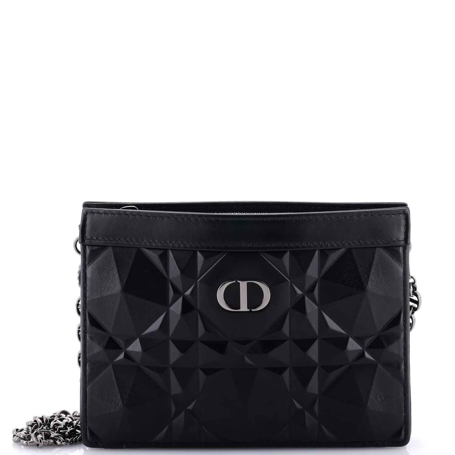 Dior Caro Macrocannage Diamond Quilted Leather Shoulder Bag - Black