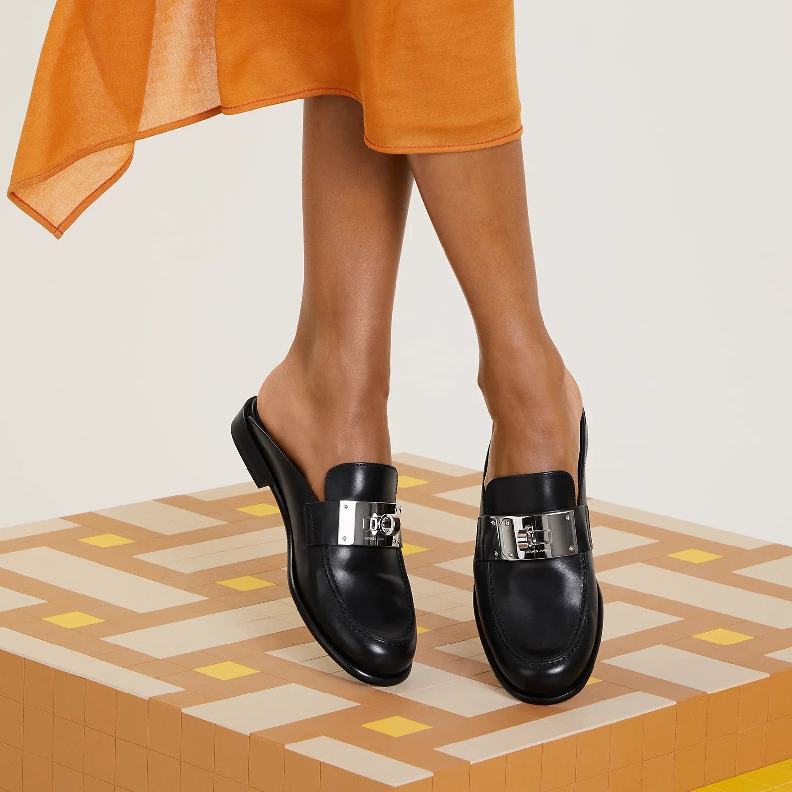 Hermes Lota Mules - Black
