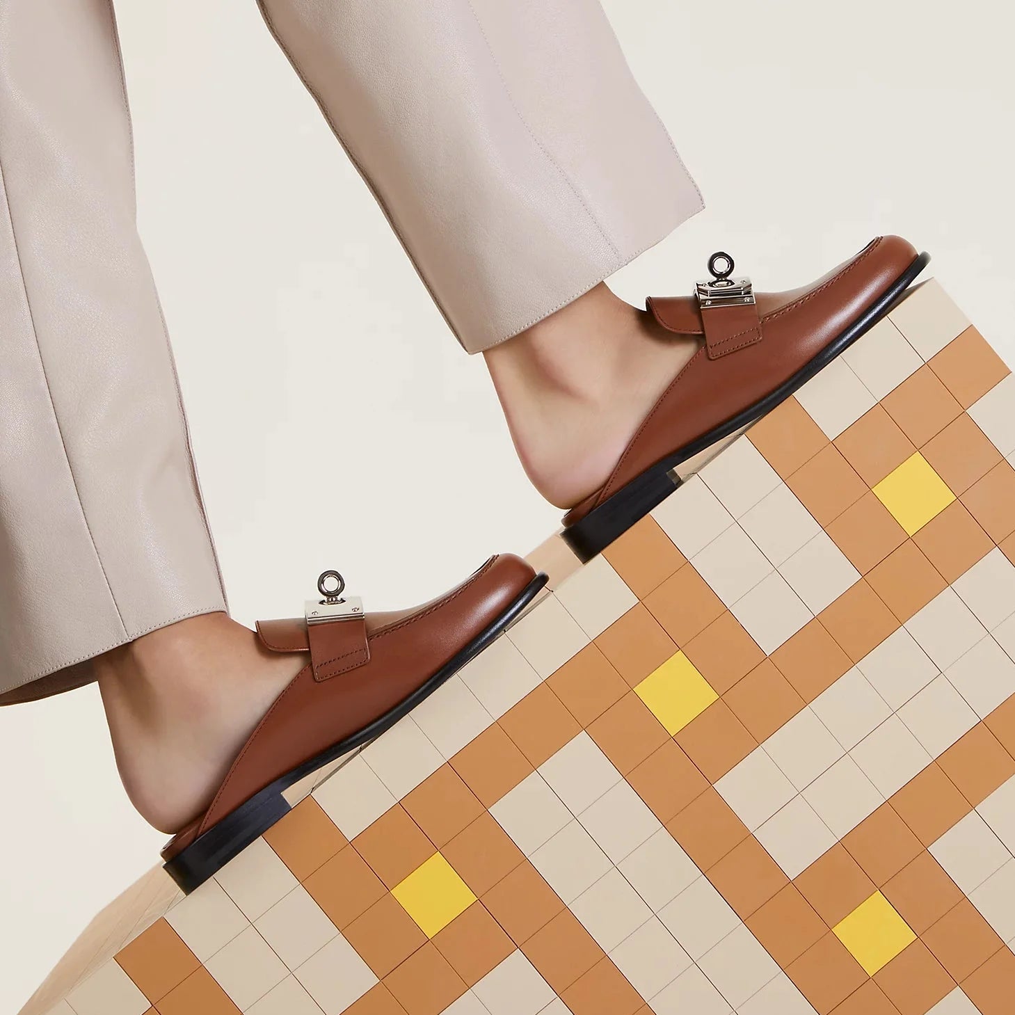 Hermes Lota Mules - Brown