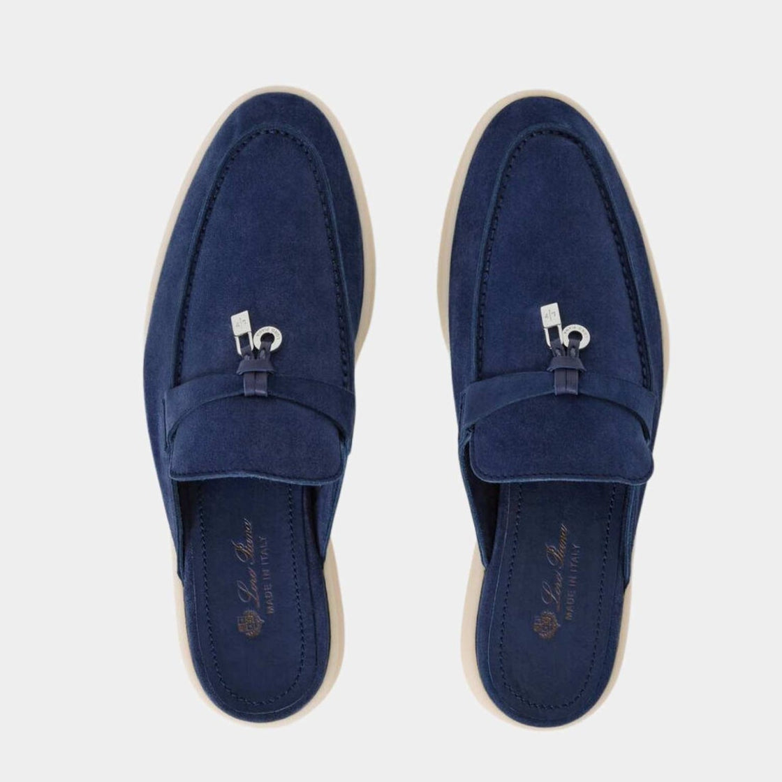 Loro Piana Babouche Charms Walk Suede Loafers - Blue Fluorite (010)