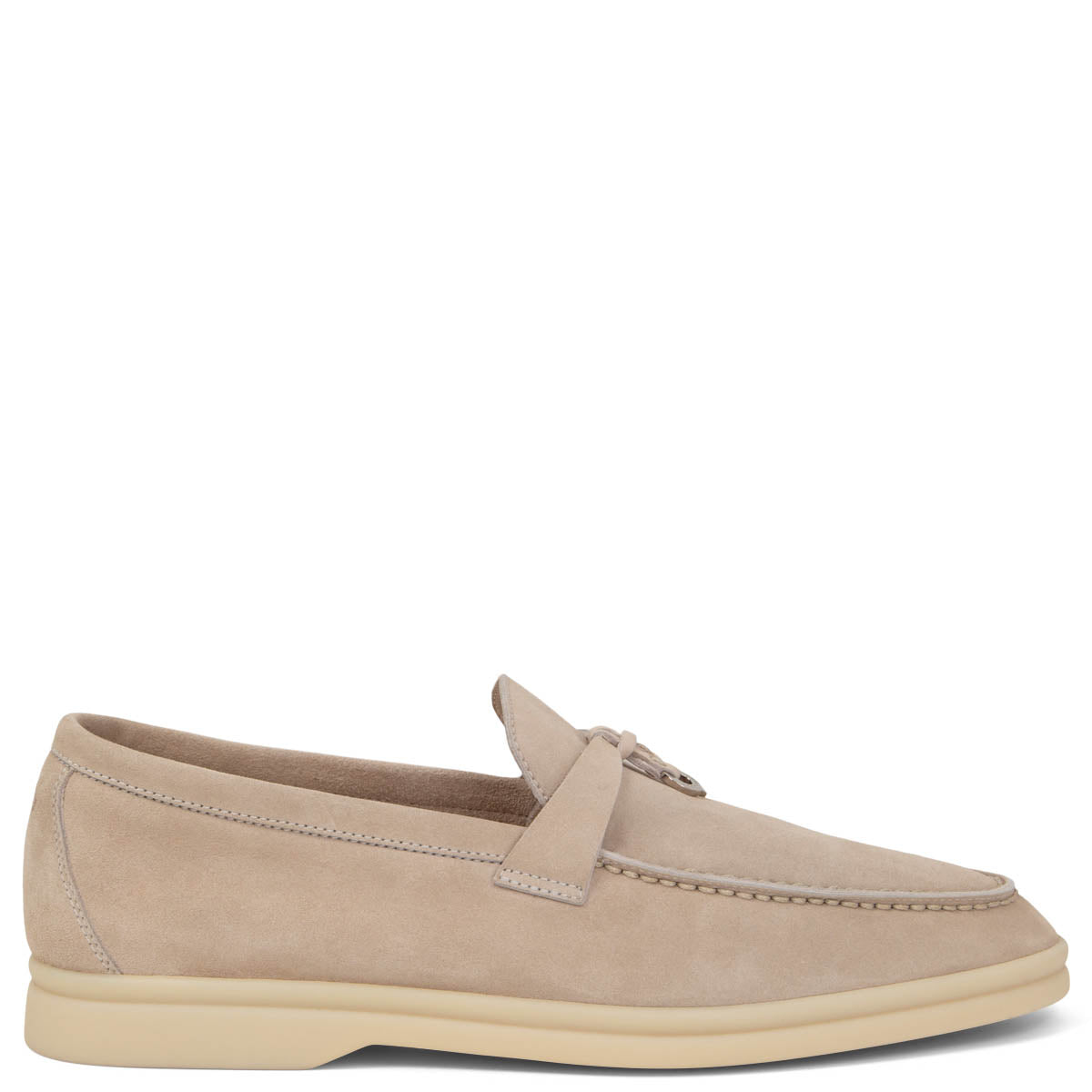 Loro Piana Summer Charms Suede Loafers - Light Beige