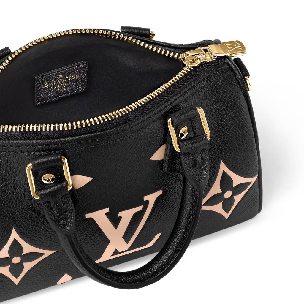 Louis Vuitton Nano Speedy Handbag - Black / Beige