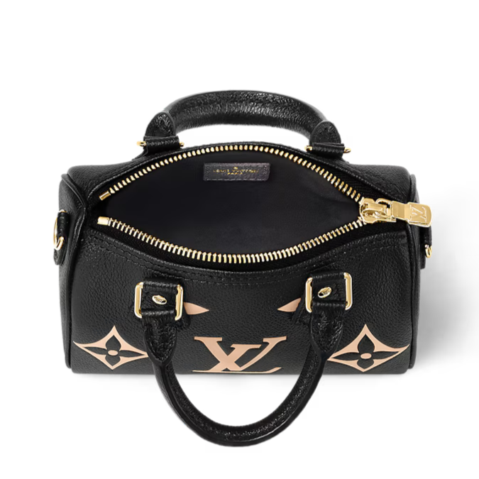 Louis Vuitton Nano Speedy Handbag - Black / Beige