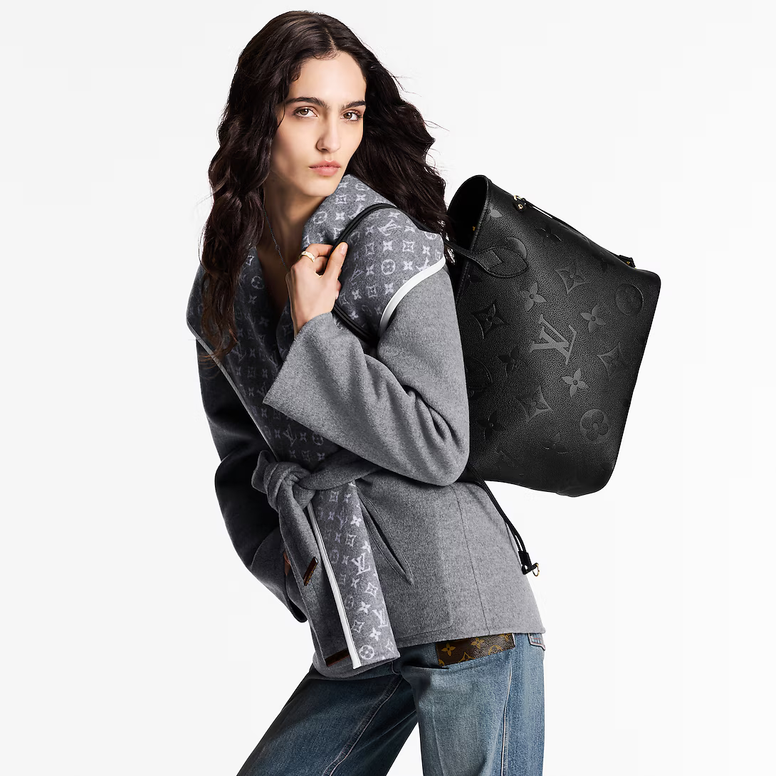 Louis Vuitton Empreinte Monogram Giant Neverfull MM Tote Bag - Black