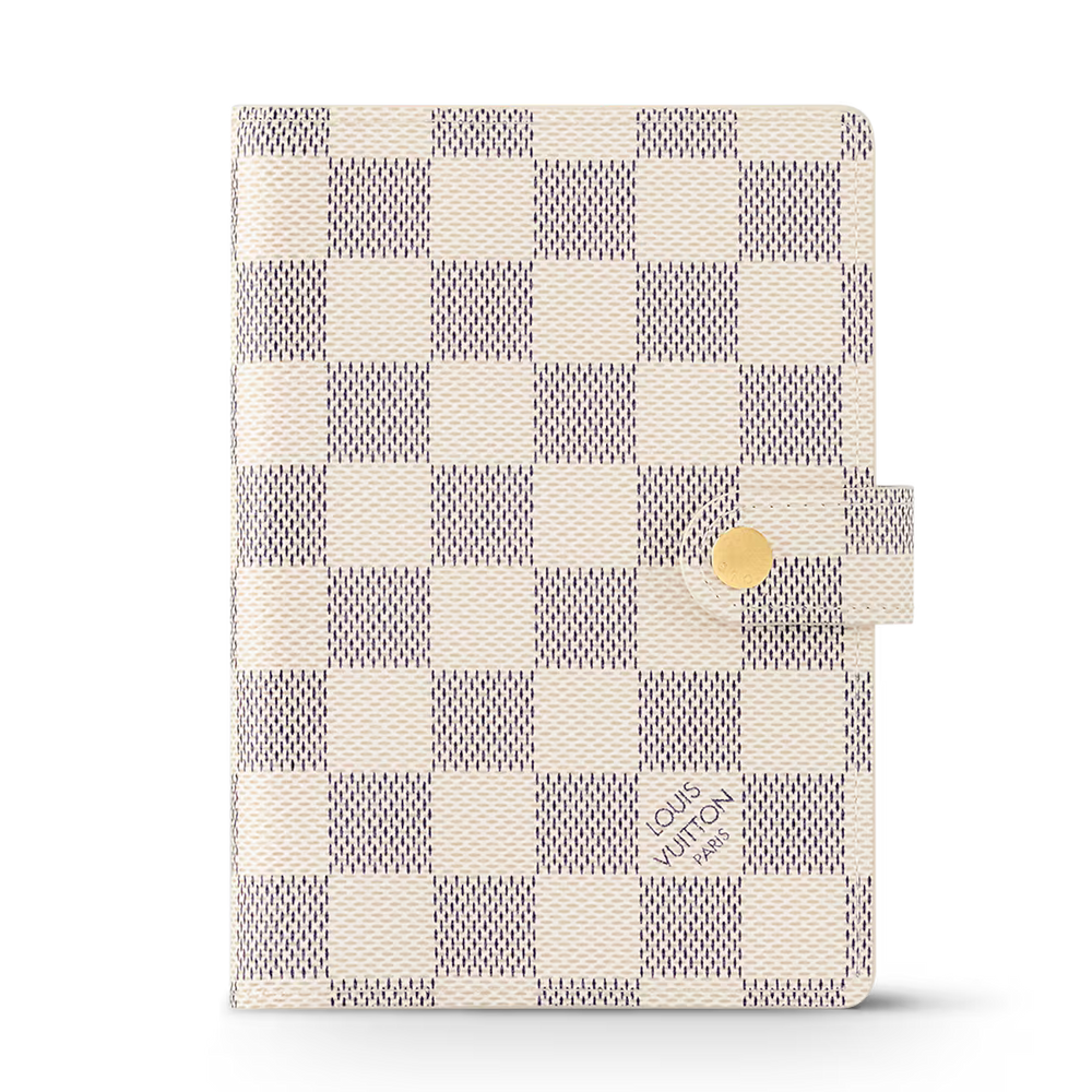 🎁 Louis Vuitton Small Ring Agenda Cover Damier Azur Canvas - White (100% off)