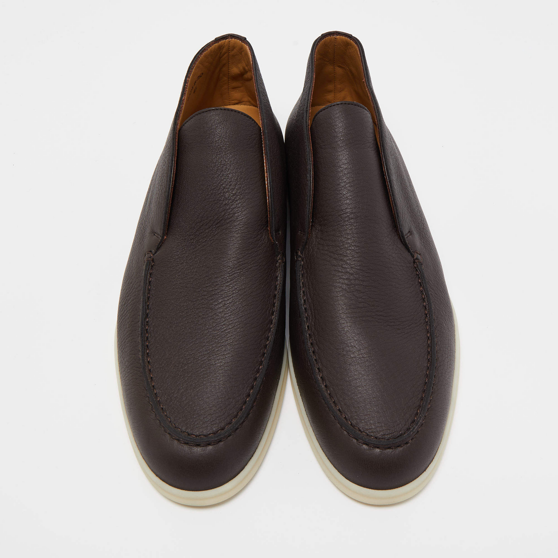 Loro Piana Open Walk Full-Grain Leather Boots – Dark Brown (146)