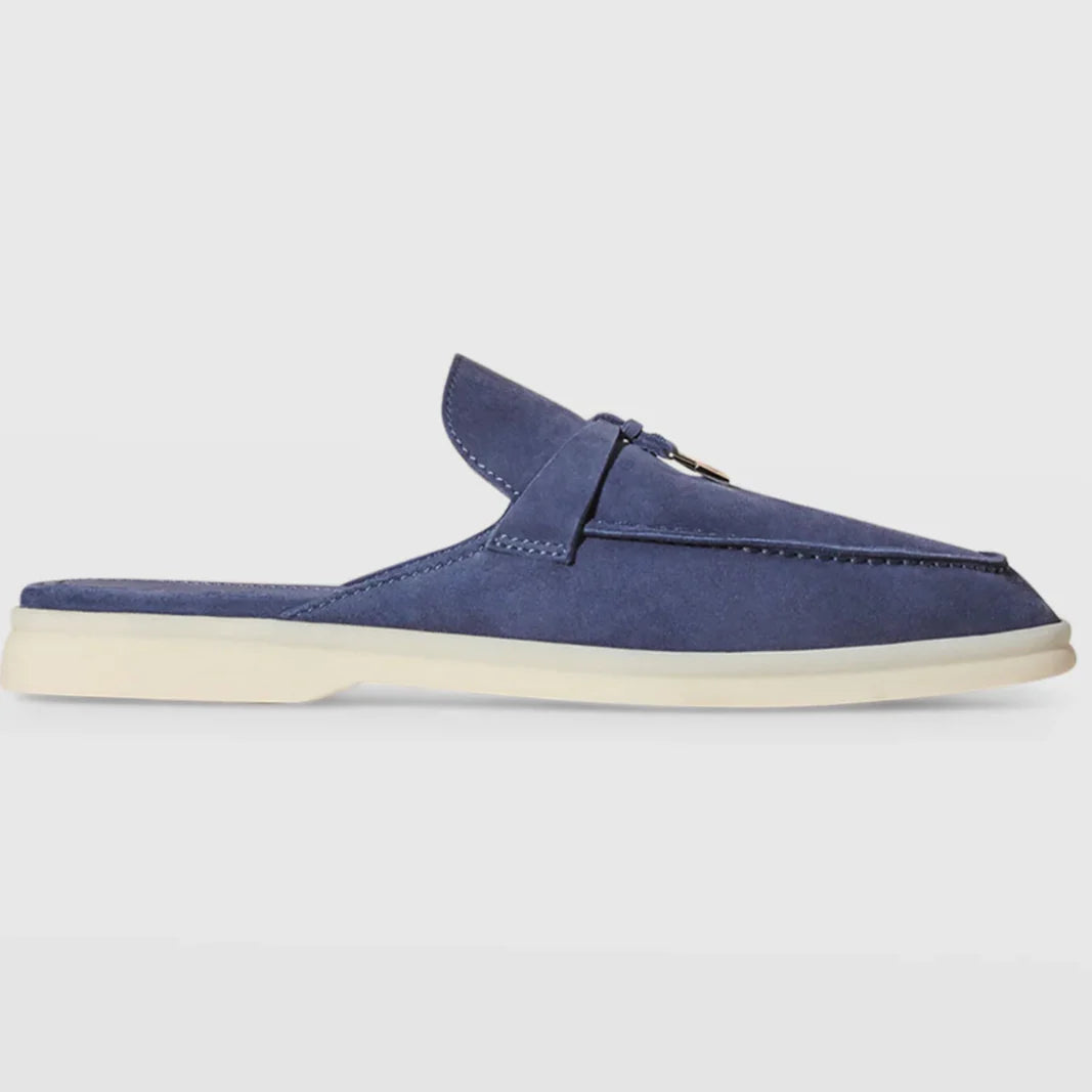 Loro Piana Babouche Charms Walk Suede Loafers - Blue Fluorite (010)